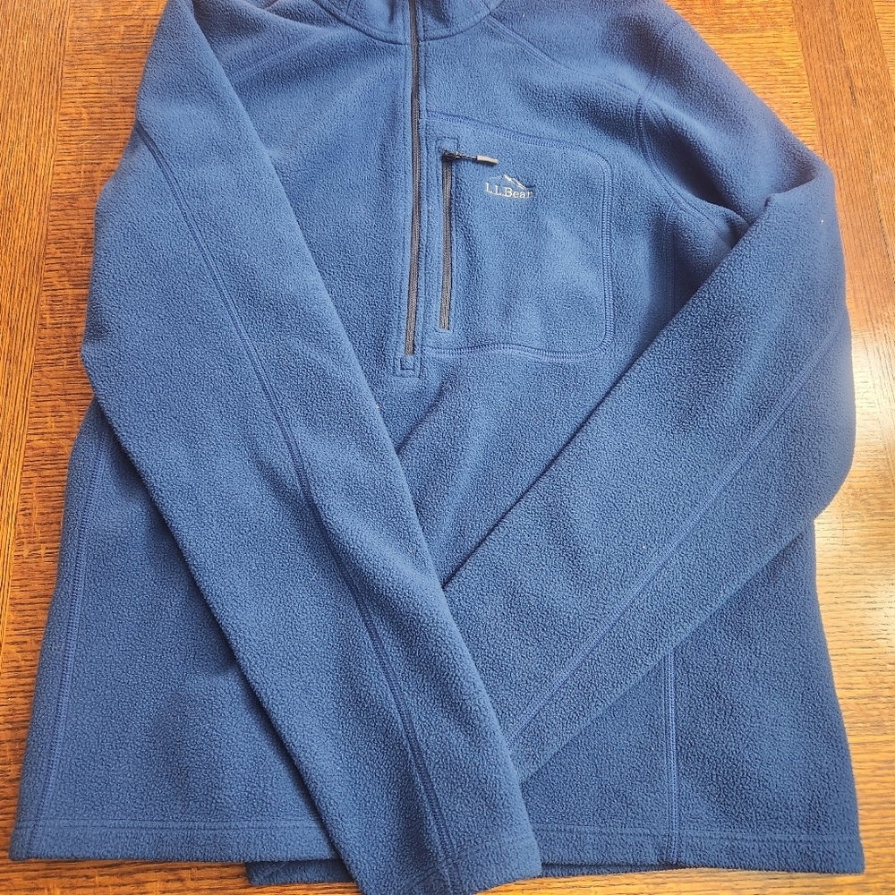 LL Bean Fleece Pullover Mens Medium Blue Long Sleeve Sweater 1/4 Zip Outdoor - Picture 8 of 11